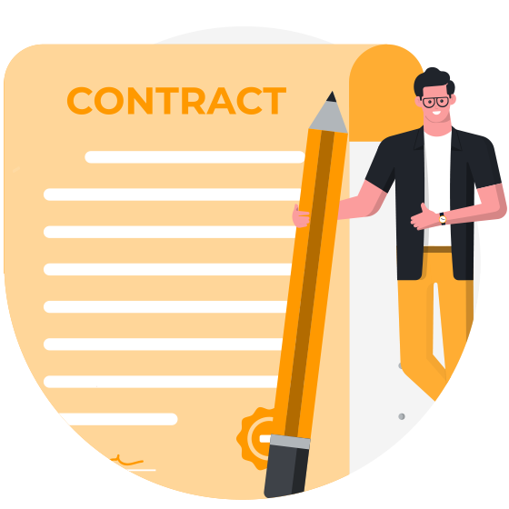 Man holding contract illustration