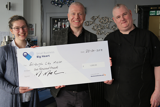 Small Business Big Heart Winner with Cheque