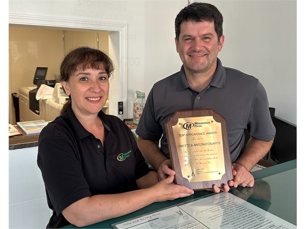 {Minuteman Press Franchise Owners Antonio & Yvette Duarte Celebrate Two Years in New Bedford, MA, Talk Business Growth & Top Appearance Award}