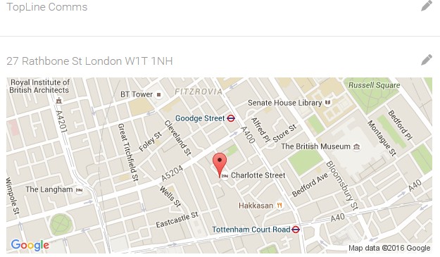 Map entry with Topline location