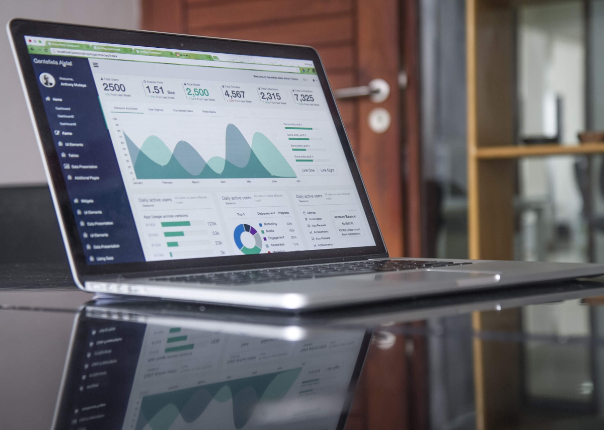 Laptop with analytics on screen