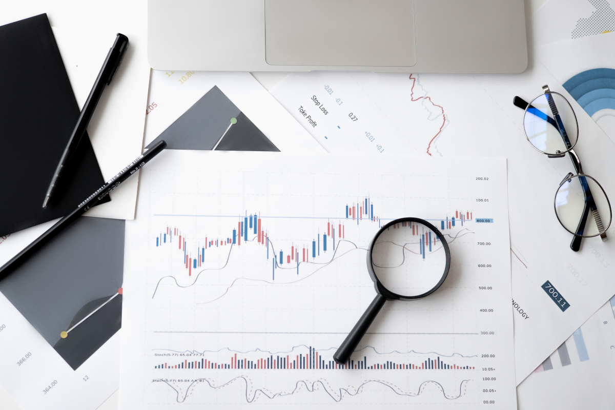 Documents of financial indicators and graphs 