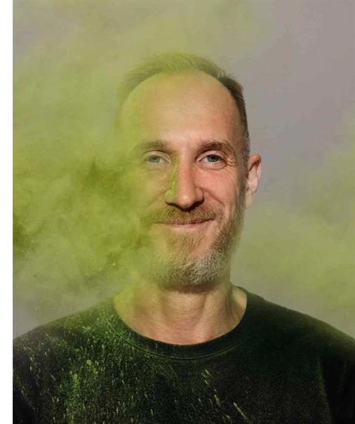 man with green paint